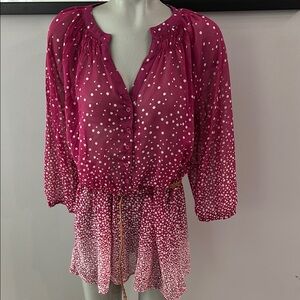 MOSSIMO Polka dot 3/4 Sleeve Tunic Blouse - XXL - Pink/White